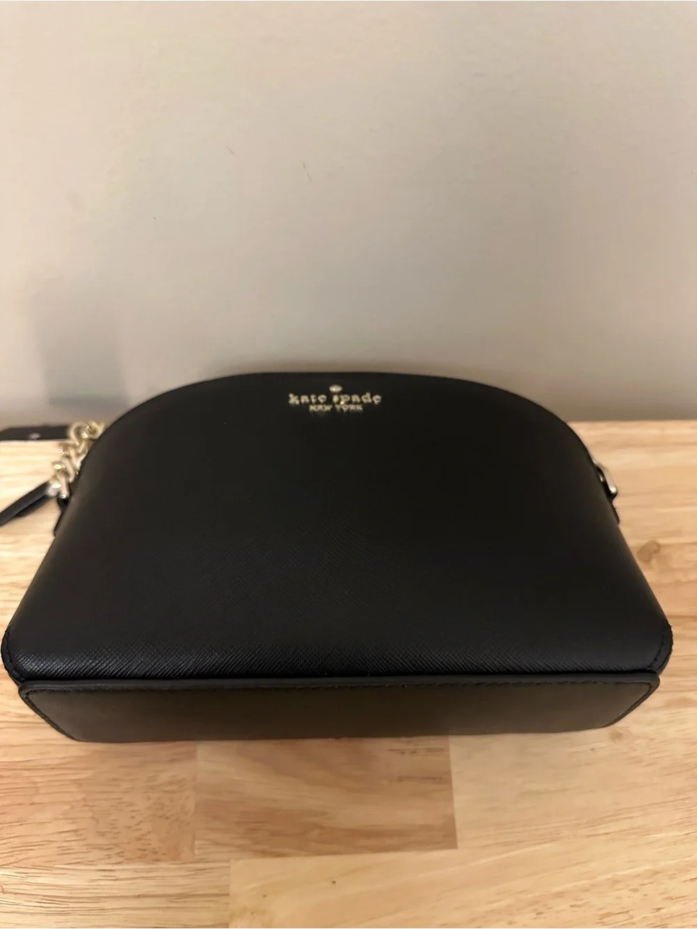 kate spade Black Saffiano Leather Ceossbody with Gold Chain and Leather Strap
